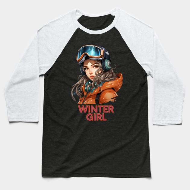 Winter Girl Baseball T-Shirt by MaystarUniverse